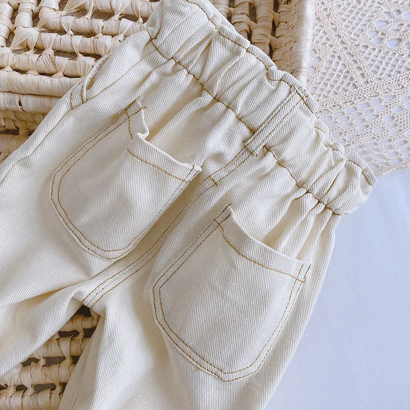 Spring Autumn Solid Kids Boys Straight Pants Fashion Children Clothing Trousers Brief Jeans for 1-6 Years