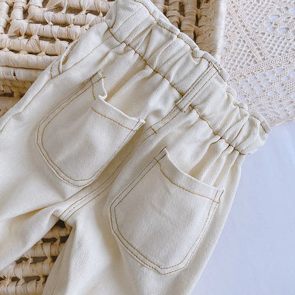 Spring Autumn Solid Kids Boys Straight Pants Fashion Children Clothing Trousers Brief Jeans for 1-6 Years