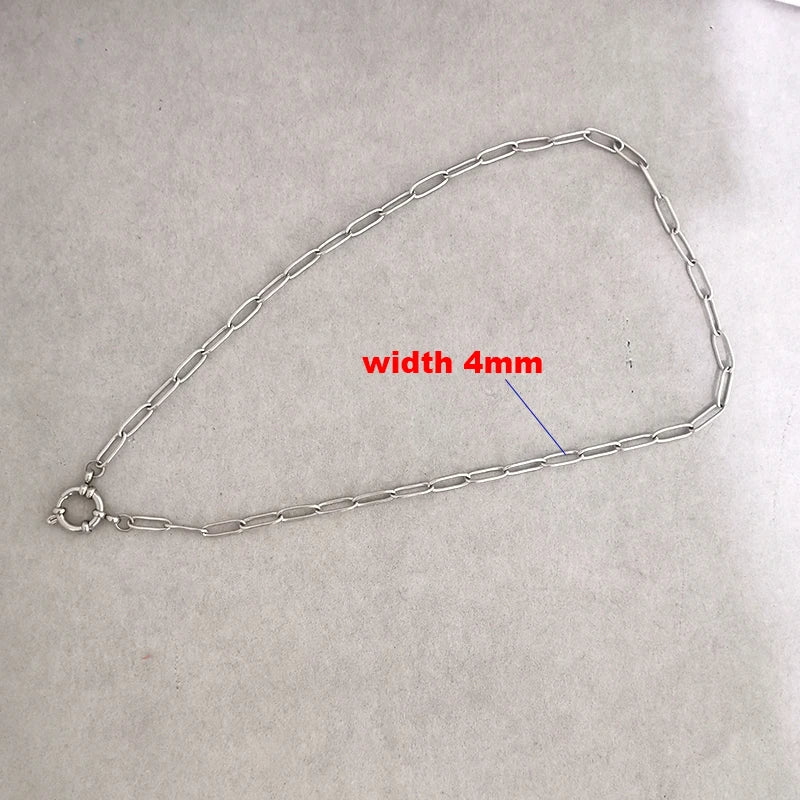Spring Sailor Clasp Necklace Women Men Choker Stainless Steel Geometric Paperclip Link Chain Rolo PVD Gold Color Wholesale
