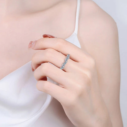 Emerald Cut Round Cut Full Moissanite Ring for Women Sparkling 925 Sterling Silver Lab Diamond Wedding Band Fine Jewelry