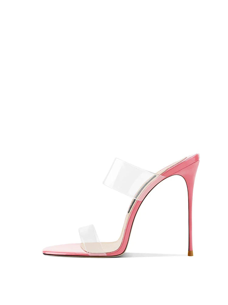 Pink Summer New Fashionable Open toed Sandals High Heels Women's Fine Heels Sharp Pointed Design Sensation Cool Slippers