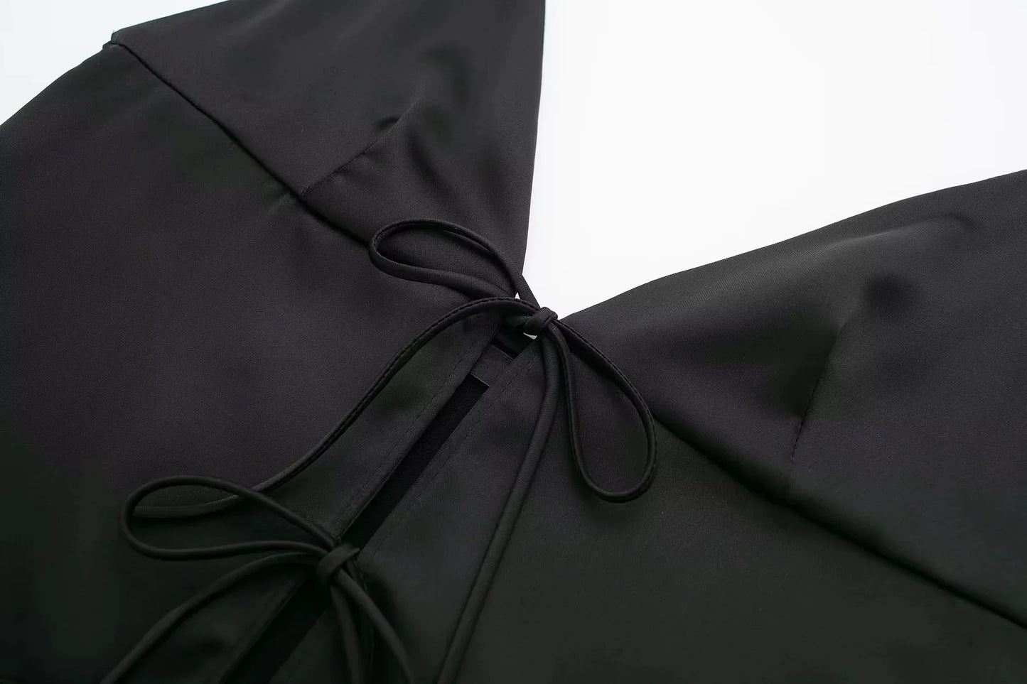 Women Front Bow Tie Top Elegant V Neck Solid Camis Sleeveless Backless Sexy Lady Straps Tanks Y2k Female Slim Crop Tops