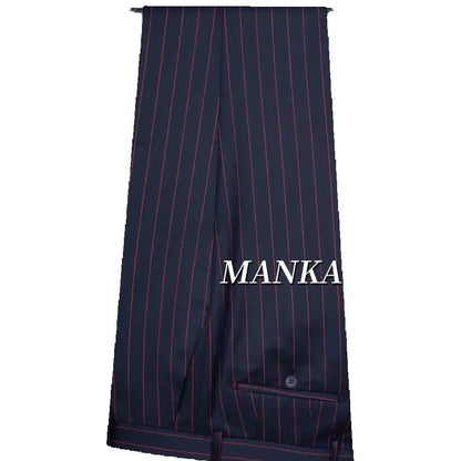 Peak Lapel Navy Blue Red Stripe Smart Casual Suits for Men Double Breasted Jacket Pants Formal Party Business Office  Man Suits