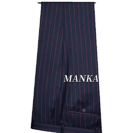 Peak Lapel Navy Blue Red Stripe Smart Casual Suits for Men Double Breasted Jacket Pants Formal Party Business Office  Man Suits