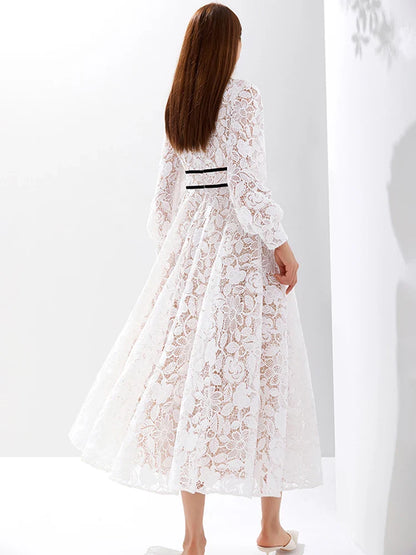 Quality Women Luxury Embroidered Long Maxi Evening Dress Elegant White New Long Sleeve Evening Party Dress Vestidos