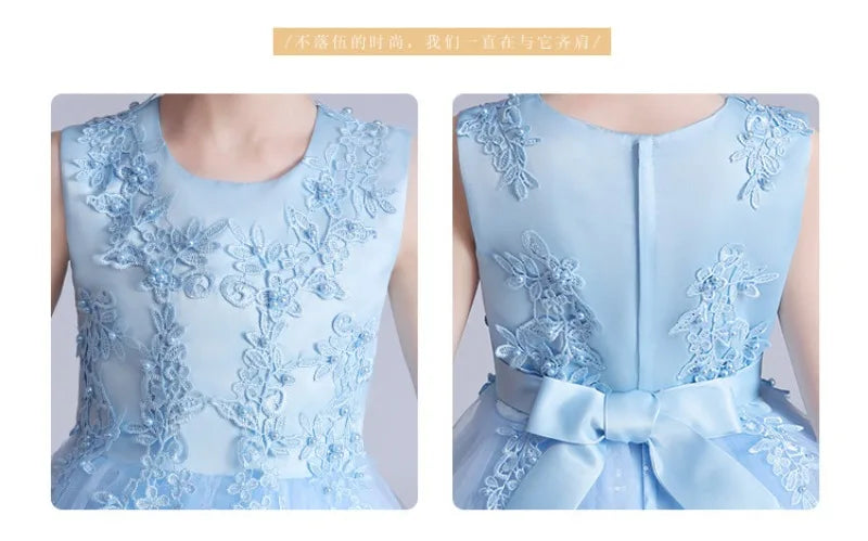 Summer Children Girls Sundress Young Teenagers Girls Sleeveless Princess Evening Dress 3-12Y Kids Girls Puffy Tulle Dress