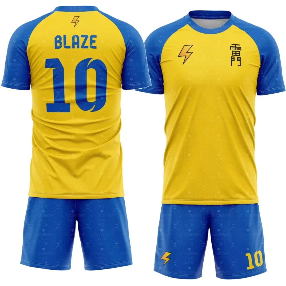 Anime Inazuma Eleven Raimon Men's Summer 3d Printed Short Sleeve Shorts Two Piece Set Street Sports Men Tracksuit 2 Pieces Set