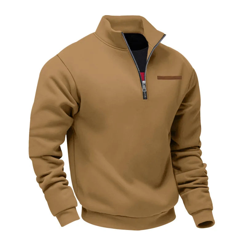 American autumn and winter heavy fleece long-sleeved men's sweater half zipper loose stand-up collar pullover men's sweater