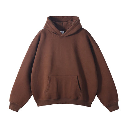 Thick 350gsm Fleece Hooded Hoodies For Men Unisex Winter Oversized Loose Basic Solid Sweatshirts Pullovers Coats HY0631