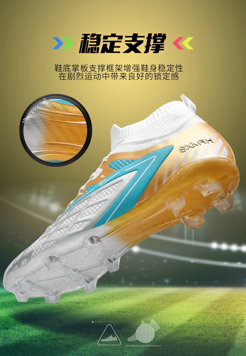 Double star youth football shoes, TF nail grip anti slip, unisex match training specific football shoes