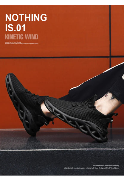 Summer Men Casual Sports Running Shoes Breathable Lightweight Sneakers Outdoor Mesh Black Athletic Jogging Tennis Walking Shoe