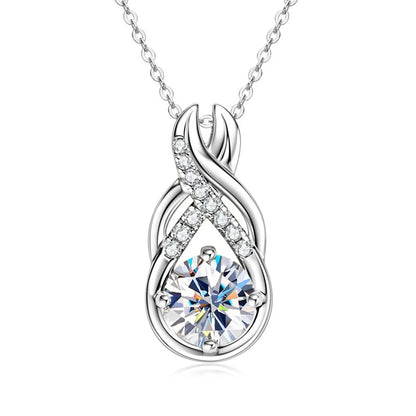 6.0CTW 8MM VVS1 Moissanite Jewelry Set 925 Silver Infinity Pendant Necklace Drop Hoop Earrings Sets for Women Gifts