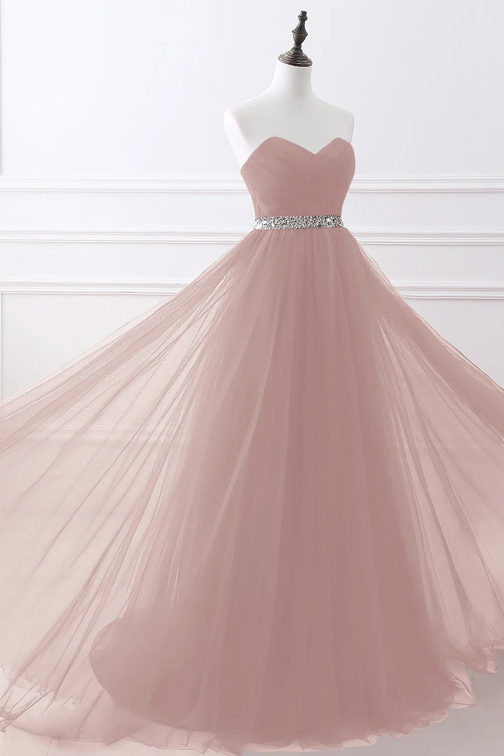 A-line Strapless Tulle Royal Blue Evening Dresses Lace Up Crystal Sequin Formal Party For Bride Sexy Prom Gown Wedding Party
