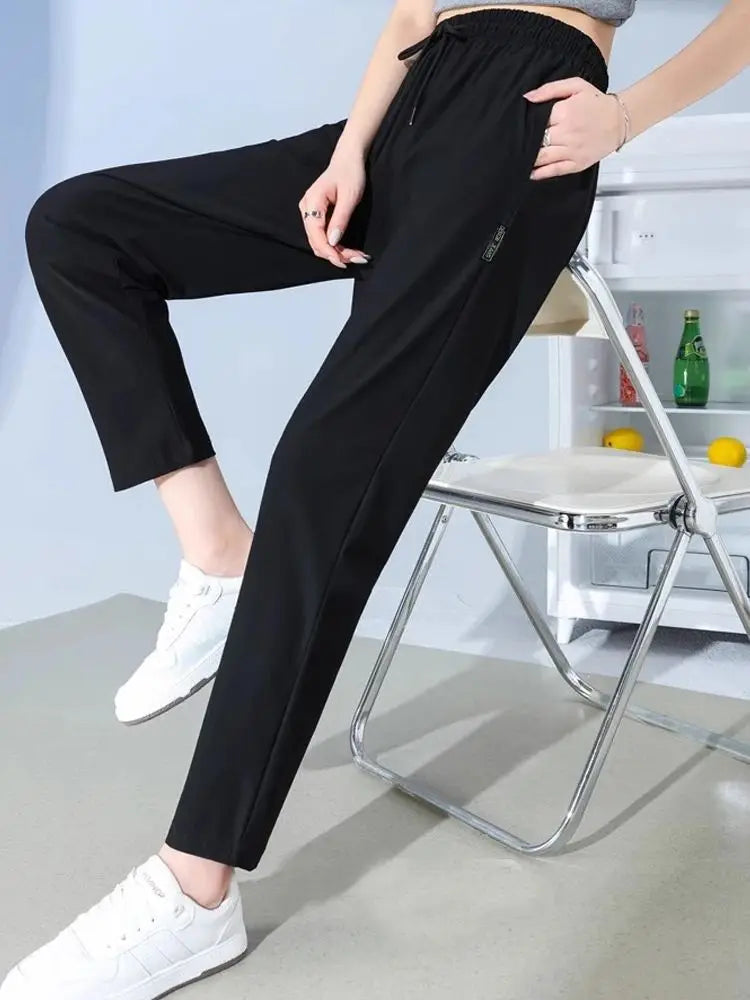 Women in summer thin fit loose fitting, quick drying casual pants