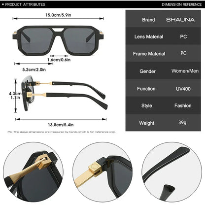 New Double Bridges Square Sunglasses Women Fashion Gradient Shades UV400 Retro Polygon Men Sun Glasses