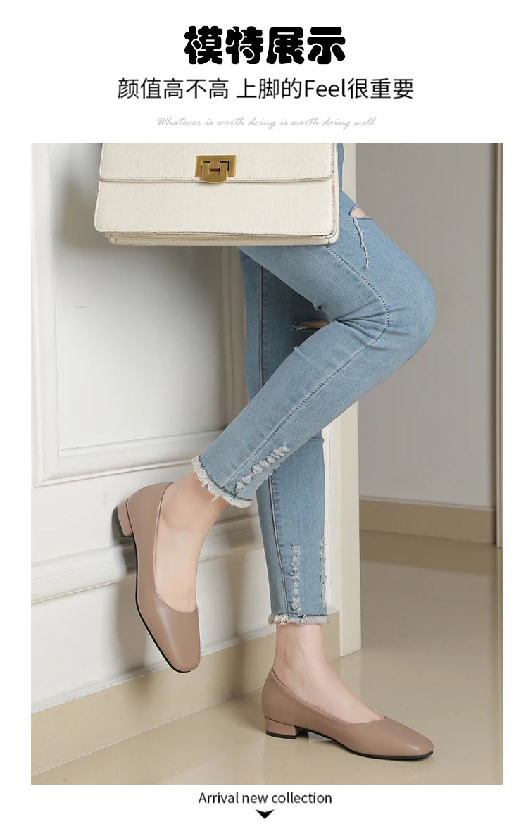 Spring Autumn Women Elegant Square Toe Low Heel Shallow Cut Single Shoes Casual Pumps Shoes for Women 35-41 Platform Shoes