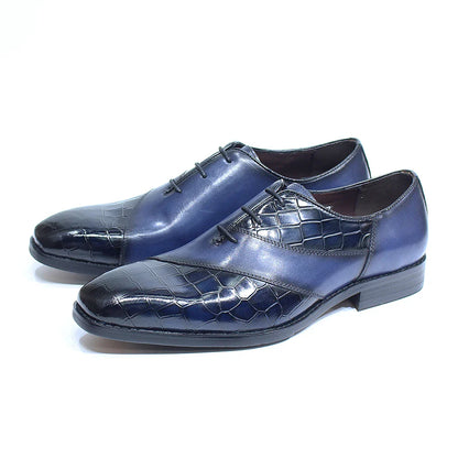 Fashion Mens Oxford Crocodile Pattern Cow Patent Leather Lace Up Wedding Party Office Formal Dress Shoes for Men Mixed Colors
