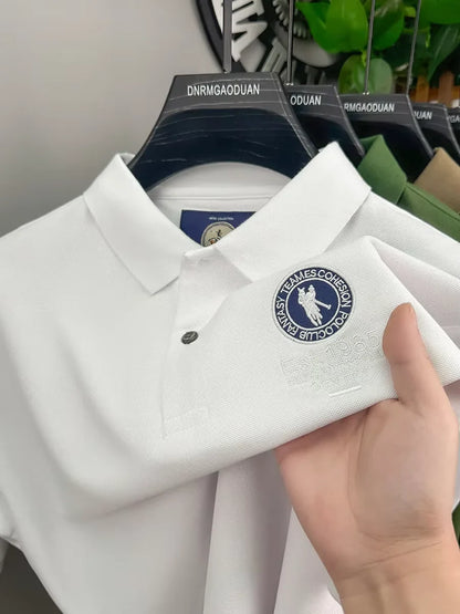 Luxury brand badge embroidery polo shirt short sleeve men's summer top fashionable breathable lightweight comfort casual T-shirt