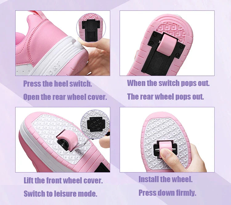 Ultra-Light Two Wheels Children's Sport Roller Skate Shoes For Kids Boys Girls Walking Running Sneakers Outdoor