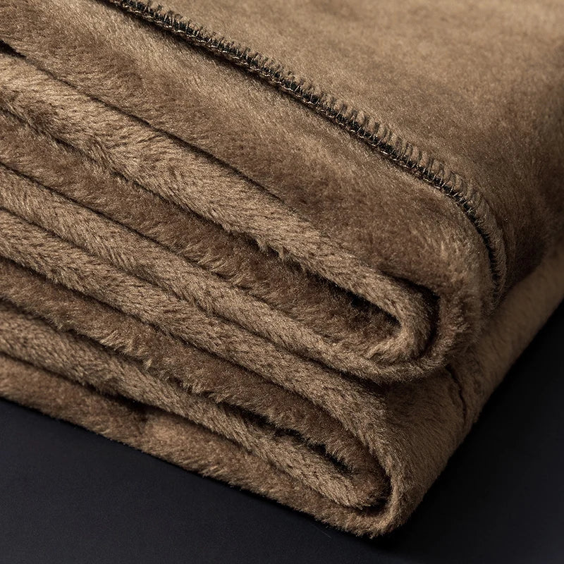 2025 New Winter Fleece Warm Corduroy Pants Men Business Fashion Slim Fit Stretch Thicken Gray Khaki Fluff Casual Trousers Male