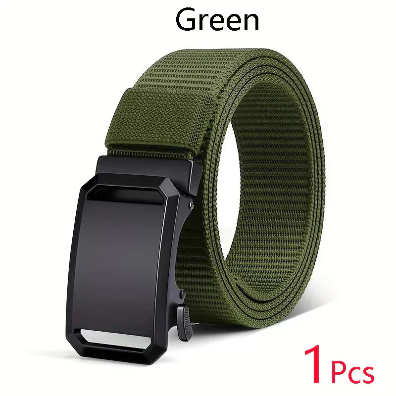 Newest Automatic Buckle Belt Canvas Tactical Waist Belt Durable Casual Outdoor Hunting Golf Adventure Training Pant Belt for Man