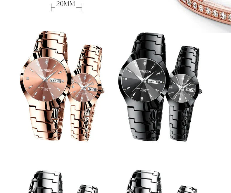 Relogio Feminino Couple Watch Men Quartz watch for Lovers Luxury Womens wristwatch Stainless Steel Waterproof