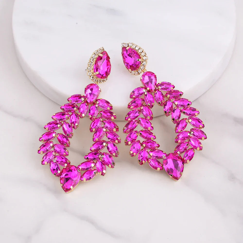 New Crystal Dangle Earrings For Women Rhinestone Earrings Weddings Ladies Party Fashion Jewelry Accessories Wholesale Gifts