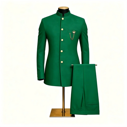 Men's 2-Piece Suit Casual Business Solid Color Turn-Down Collar Single Button Blazer Pants Ensemble Moda Masculina