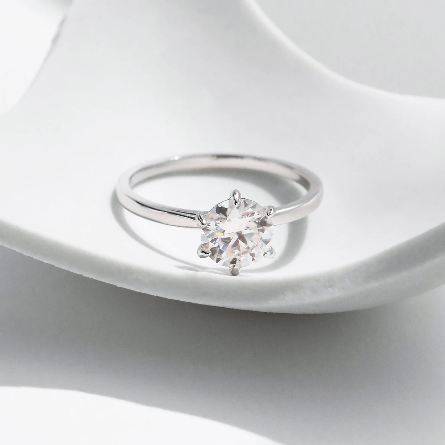 1CT Moissanite Lab Diamond Ring For Women 925 Sterling Silver Wedding Engagement Platinum Plated Fine Jewelry