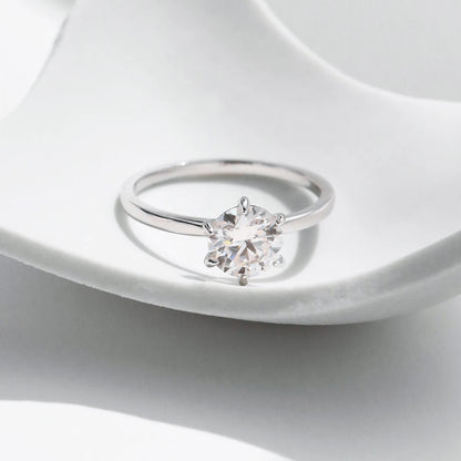 1CT Moissanite Lab Diamond Ring For Women 925 Sterling Silver Wedding Engagement Platinum Plated Fine Jewelry