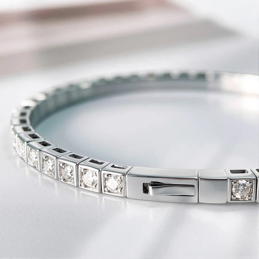 2.5MM Full D Color VVS1 Moissanite Bracelet Can Pass Diamond Test S925 Silver for Women Man Wedding Party Fine Jewelry