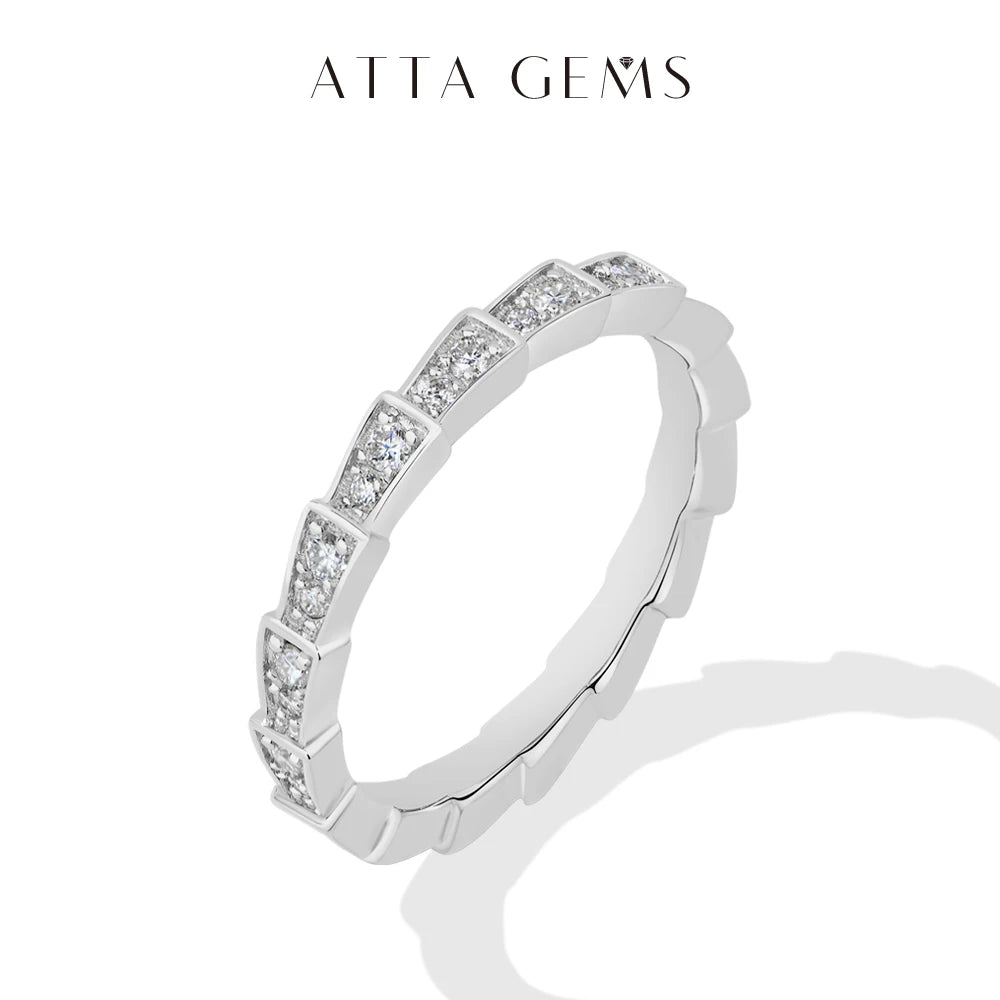 S925 Silver Snake Ring Pave Moissanite Wedding Eternity Band Stackable Luxury Fine Jewelry forWomen Pass Diamond Tester