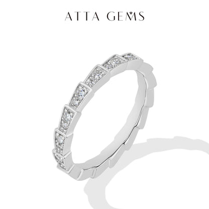 S925 Silver Snake Ring Pave Moissanite Wedding Eternity Band Stackable Luxury Fine Jewelry forWomen Pass Diamond Tester