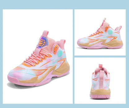 Children‘s Basketball Shoes Non-slip Breathable Basketball Training Sneakers Lace-up Boys Girls Basketball Boots Athletic Shoes