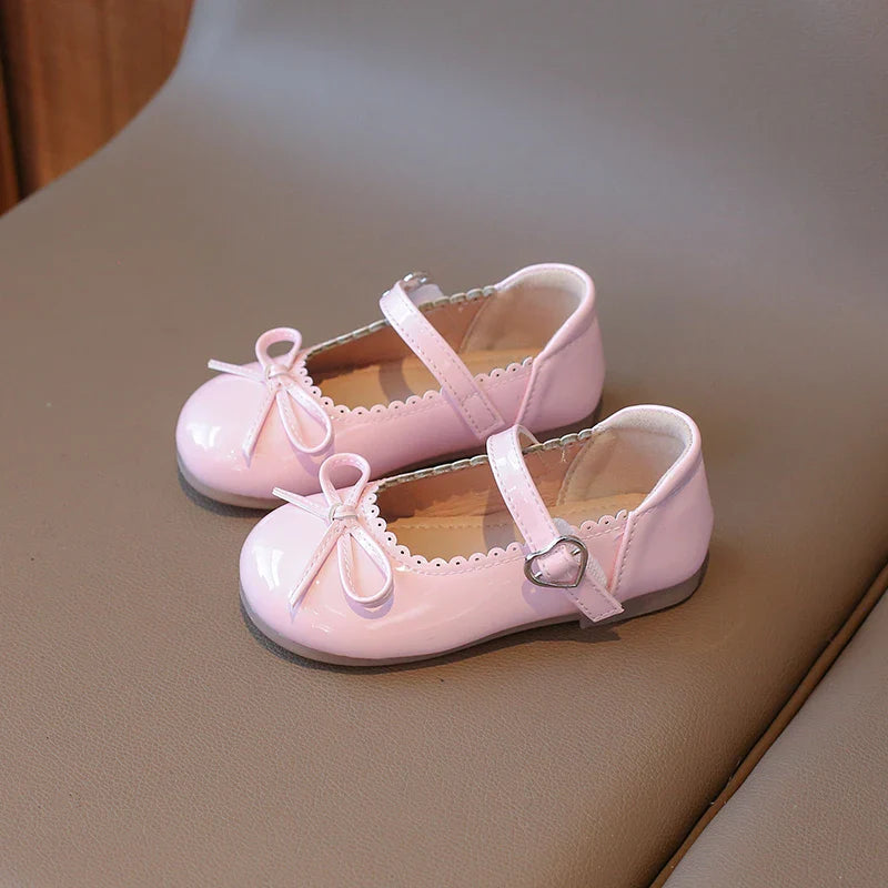 Summer Girl's Princess Shoes Bowknot Round Toe Hook-loop Shallow Cute Daily Kid's Flat Shoe Solid Colors Anti-slip Children Shoe