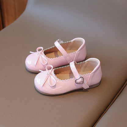Summer Girl's Princess Shoes Bowknot Round Toe Hook-loop Shallow Cute Daily Kid's Flat Shoe Solid Colors Anti-slip Children Shoe