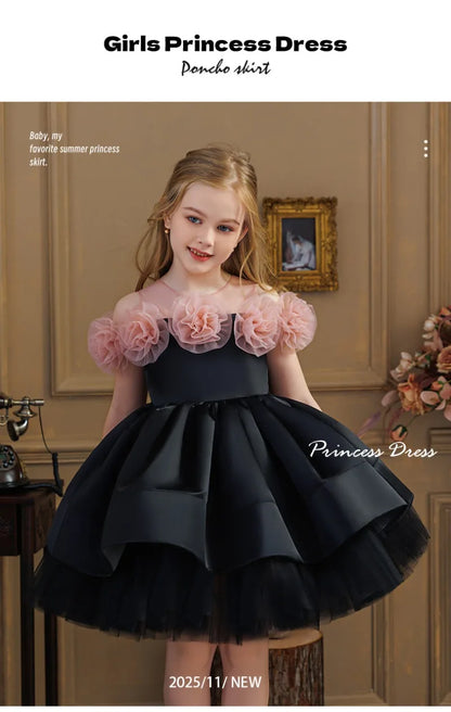 Vestido de Princesa de Aniversário Infantil de Verão UNITIM Vestido de Dama de Honra de Menina Pequena Roupa de Anfitriã de Piano Vestido de Casamento de Dama de Honra para Crianças Vestido de Meninas