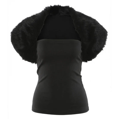 Trend Classic 2-Piece Set Women Sexy Furry Shawl+Sleeveless Tank Top Fashion Party Club Stretch Skinny Activi Outfits