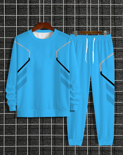 The new men's round-neck sweatshirt set for Spring and Autumn 2025 features street fashion and comfort with 3D pattern printing