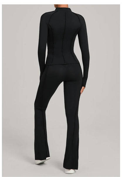 Gym Casual Yoga Set for Women Outdoor Running Fitness Outfit Autumn Winter Tight Sports Three-Piece Set Zipper Coat+bras+pants