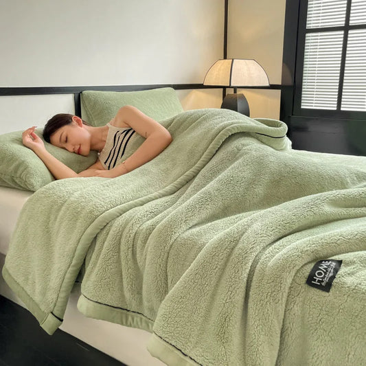 2025 Shumian velvet thickened warm blanket coral velvet blanket, milk velvet long velvet light luxury blanket blanket