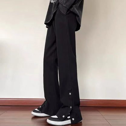 High Waist Jeans Women Black Baggy Straight Leg Denim Trousers