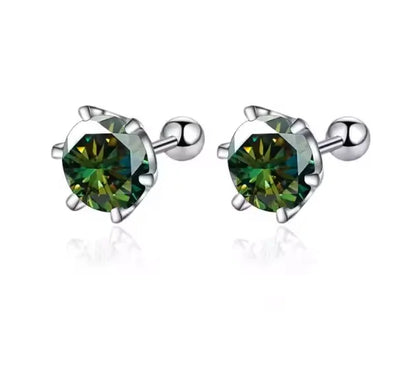 TY 0.3-2CT Moissanite Earrings 925 Sterling Silver Round Cut Stud Earrings Piercing Earrings for Men and Women Fine Jewelry