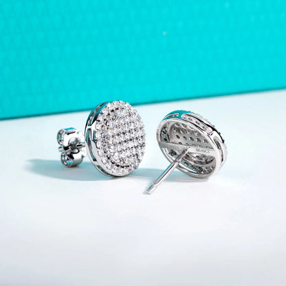 0.9cttw Iced Out Moissanite Stud Earrings 925 Sterling Silver Earring New Age Layered Hip Hop Jewelry for Women&Men