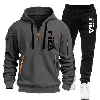 Two sets of 2025 new fashionable men's sportswear, a zippered hooded sweatshirt and sweatpants, for casual fitness and jogging