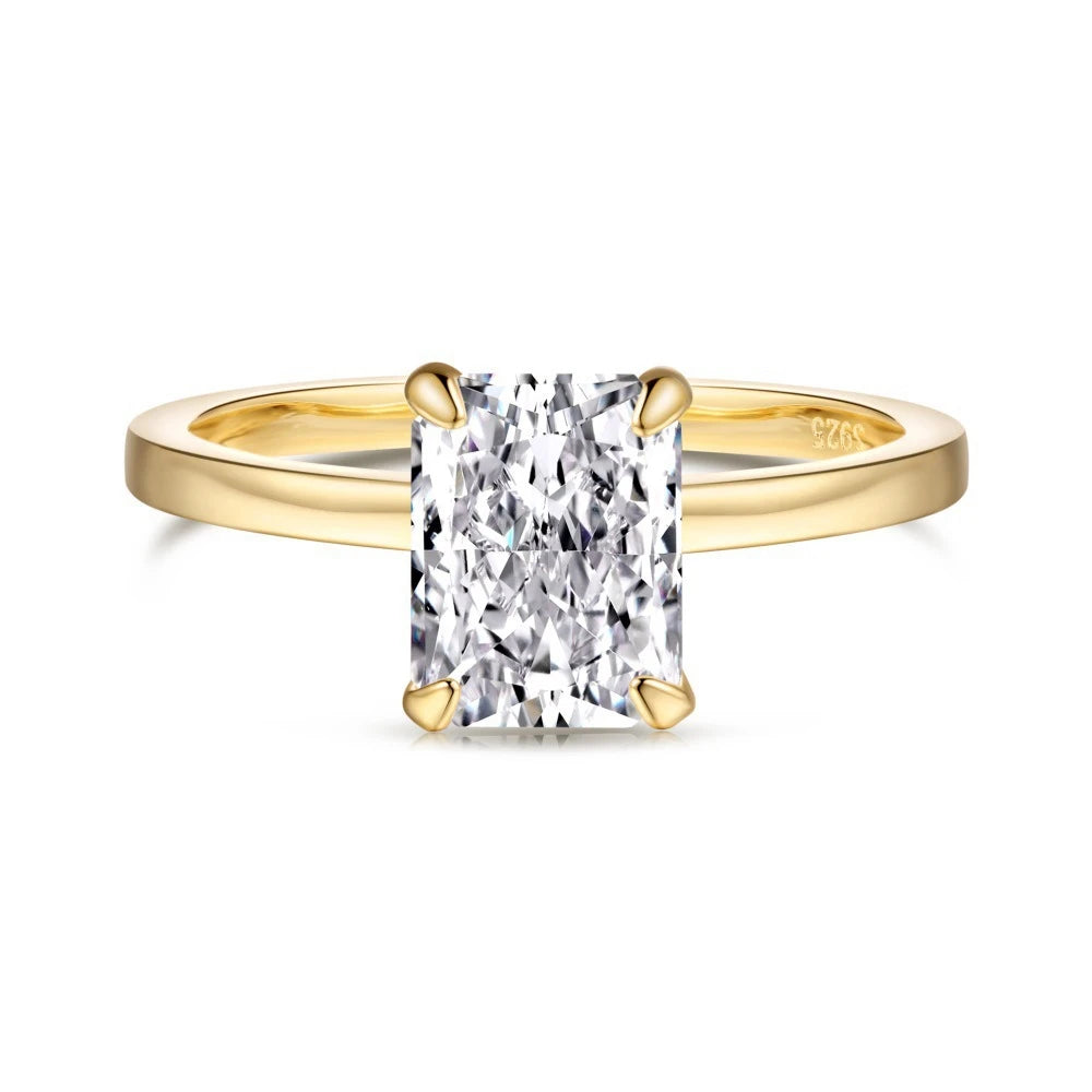 18K Gold Plated 925 Sterling Silver Crushed Ice Cut Lab Sapphire Gemstone Wedding Party Fine Jewelry Rings Wholesale