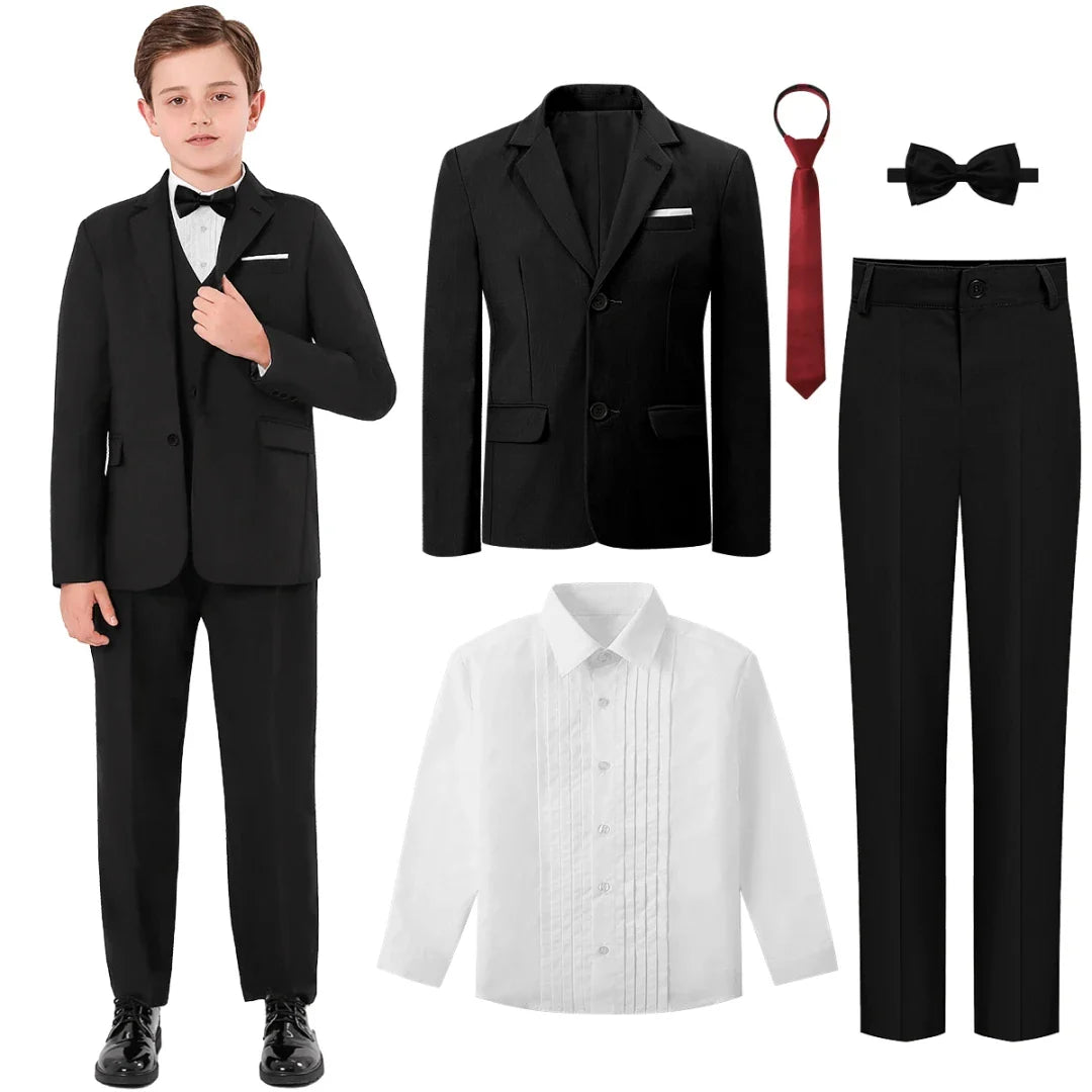 Kids Tuxedo for Boys Suit Teenager Wedding Easter Church Formal Outfit Birthday Party Gift Performance School Graduation Set