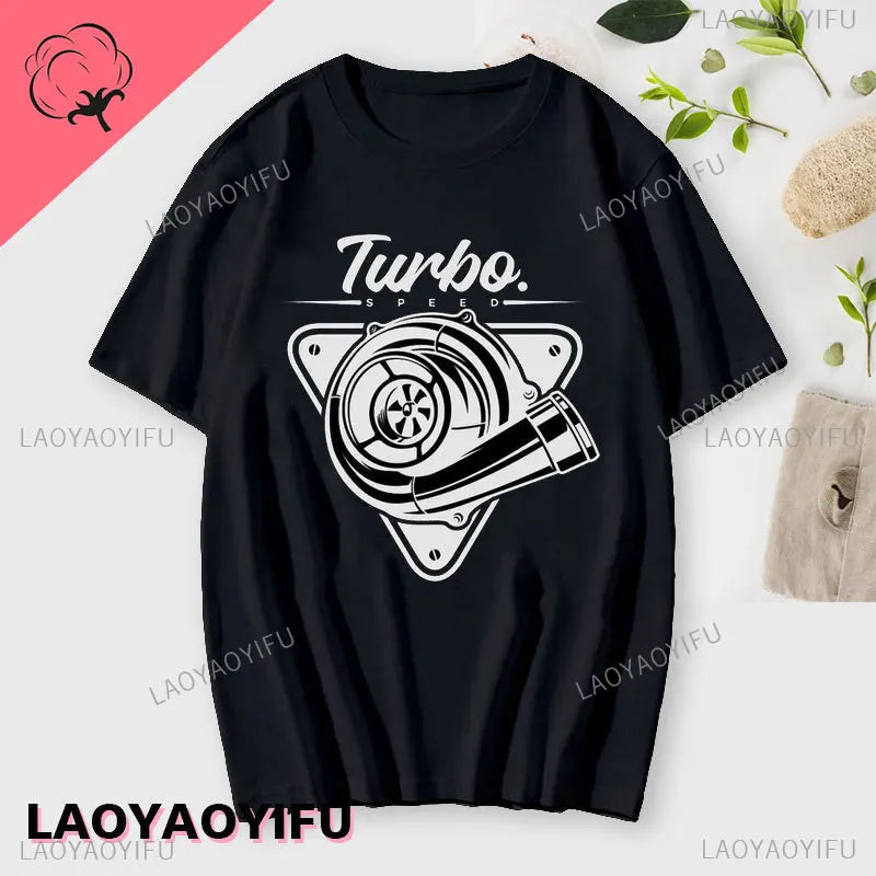 New Boost Turbo Engine Printing T-Shirt Car Parts Funny Mechanic Cotton Teemen 2024 Summer Fashion Top Personality Mans Clothing
