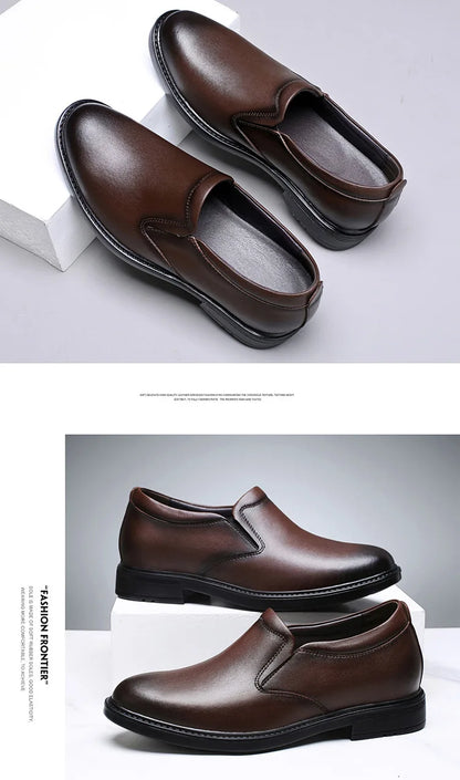 Height Increasing Shoes for Men 6cm 8cm Invisible Elevator Leather Casual Shoes Leathe Zapatillas De Hombre Large-sized Shoes
