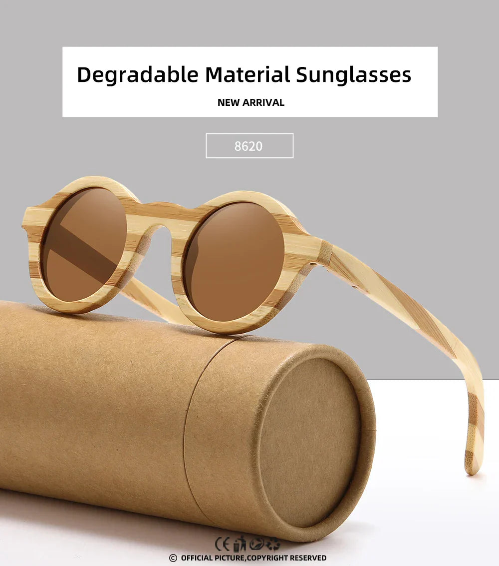 Natural Zebra Bamboo Wooden Aduit Sunglasses Handmade Polarized Glasses Mirror Coating Lenses Eyewear With Gift Box 8620C